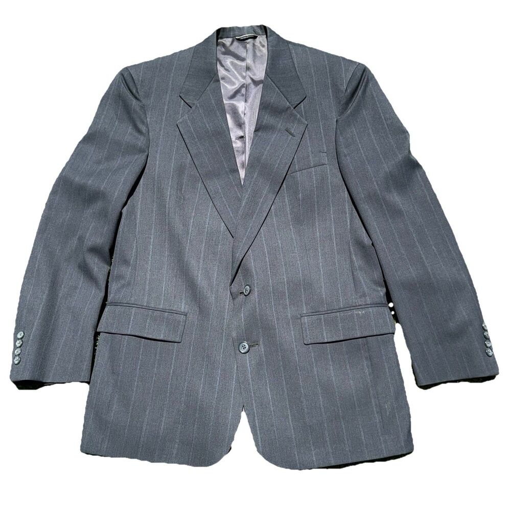 VTG Christian Dior Monsieur Mens Grey Pinstripe Wool Blazer Sport Coat 41r USA